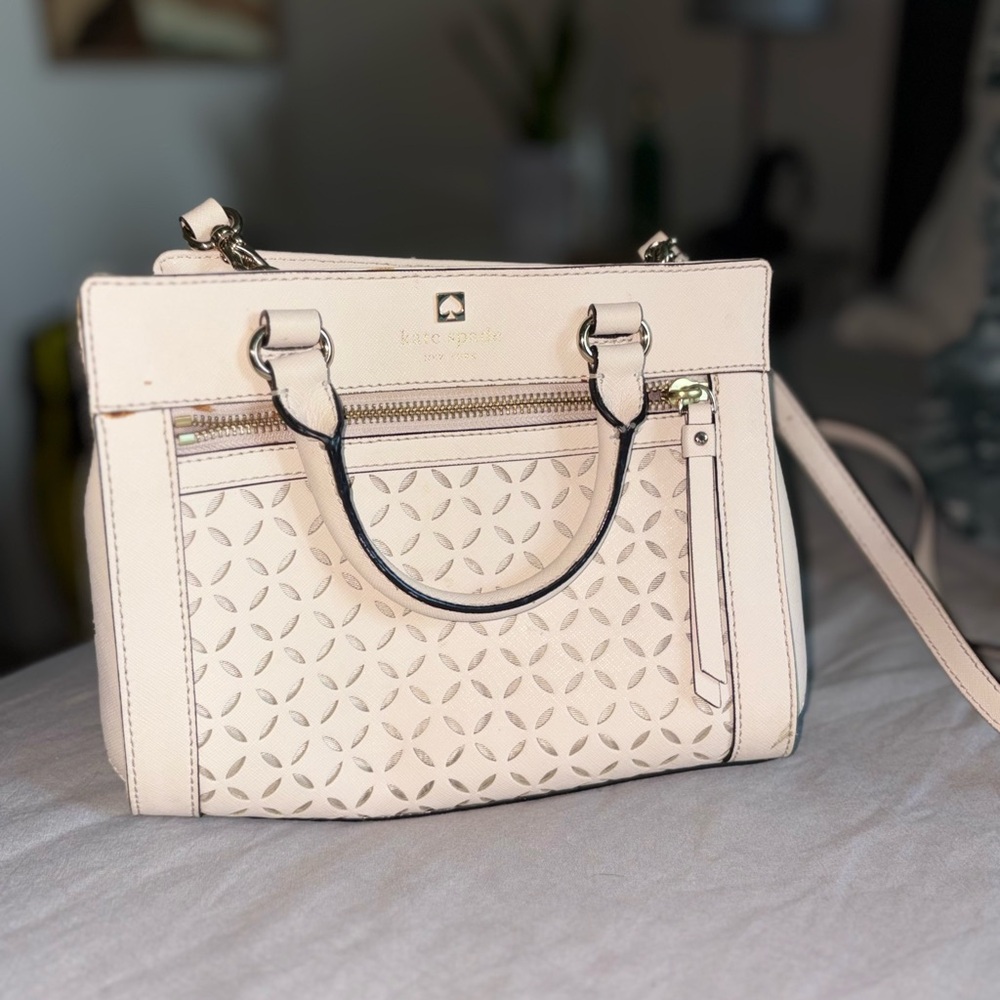 Kate Spade Beige Satchel with Patterned Design